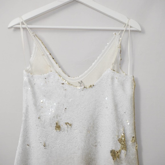 Free People Gold/ Ivory Seeing Double Sequin Dress Size S - Picture 11 of 15